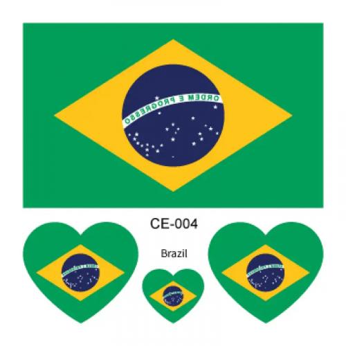 Sada 4 tetovanie vlajka Brazília 6x6 cm 1 ks