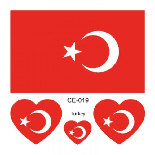 Sada 4 tetovanie vlajka Turecko 6x6 cm 1 ks