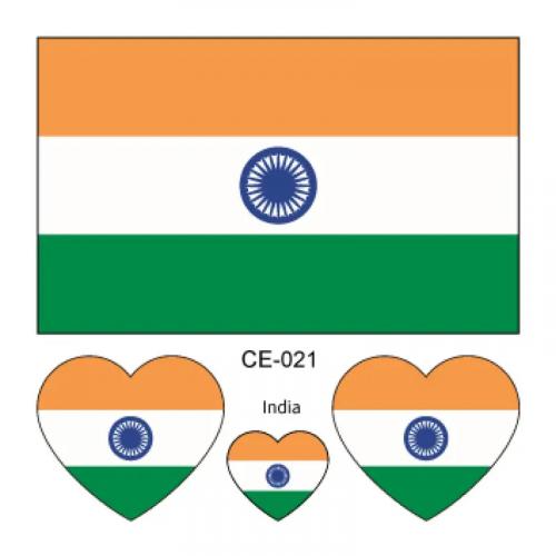 Sada 4 tetování vlajka Indie 6x6 cm 1 ks
