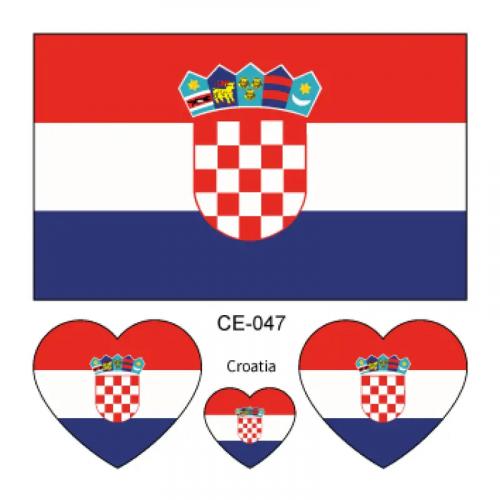 Sada 4 tetování vlajka Chorvatsko 6x6 cm 1 ks