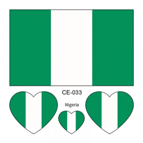 Sada 4 tetovanie vlajka Nigéria 6x6 cm 1 ks