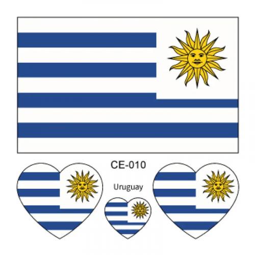 Sada 4 tetování vlajka Uruguay 6x6 cm 1 ks