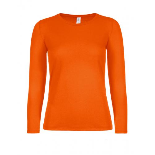 Tričko dámske B&C dlhý rukáv E150 - oranžové