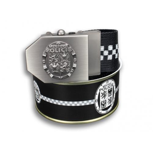 Opasek dárkový policejní Městská policie Šachovnice 4 cm - černý