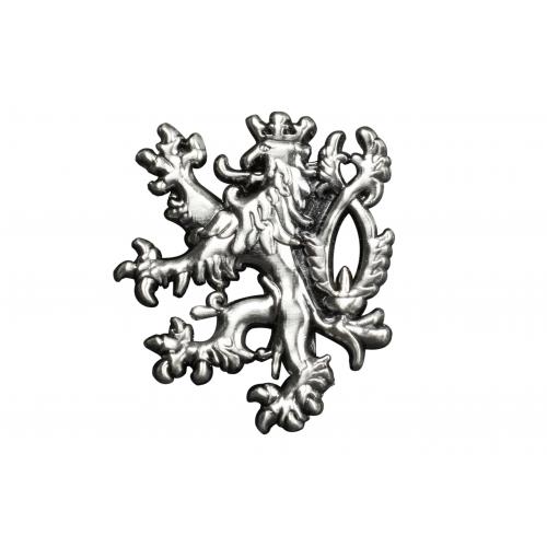 Odznak Český lev s uchytením U pin - strieborný-sivý