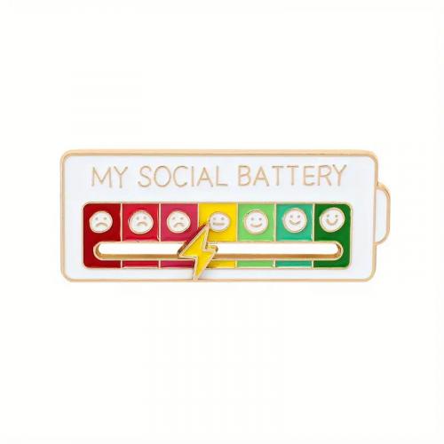 Odznak (pins) My Social Battery 6 x 2,5 cm - biely