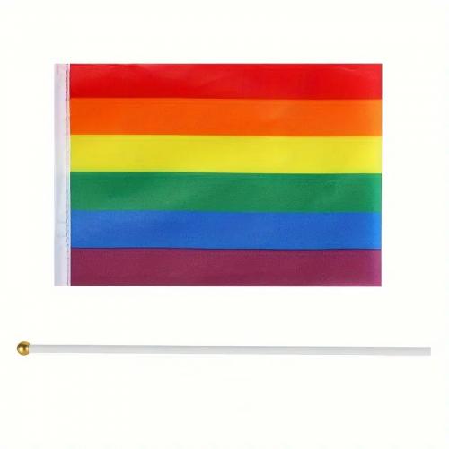 Vlajka LGBT dúhová 14 x 21 cm na tyčke