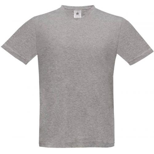 Pánské tričko B&C Exact V-Neck - šedé