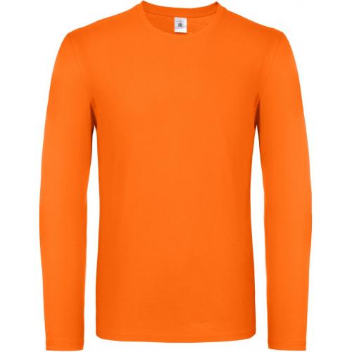 Pánske tričko s dlhým rukávom B&C E150 dlhý rukáv - oranžové