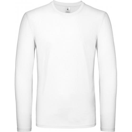 Pánské tričko s dlouhým rukávem B&C E150 dlouhý rukáv - bílé