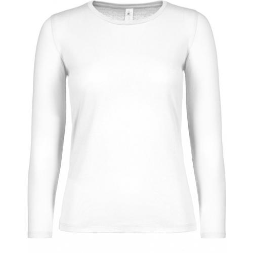 Dámske tričko B&C E150 dlhý rukáv - biele