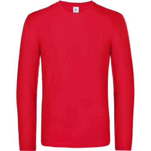 Pánske tričko s dlhým rukávom B&C Exact 190 - červené