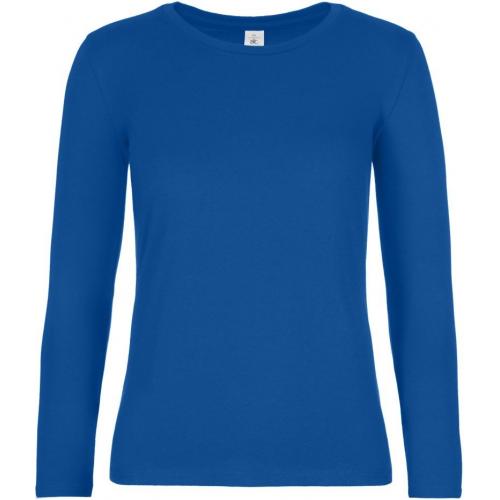 Dámske tričko B&C E190 dlhý rukáv - modré