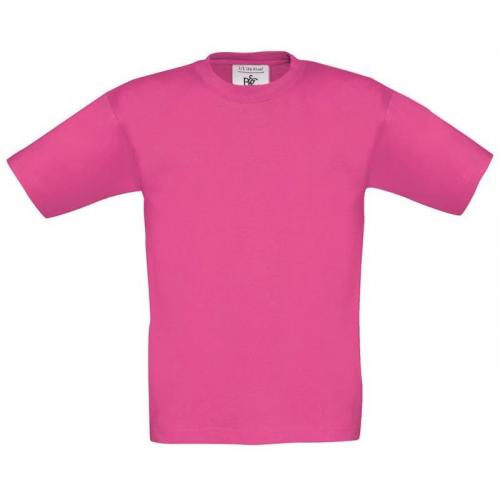 Detské tričko B&C Exact 150 - tmavo ružové