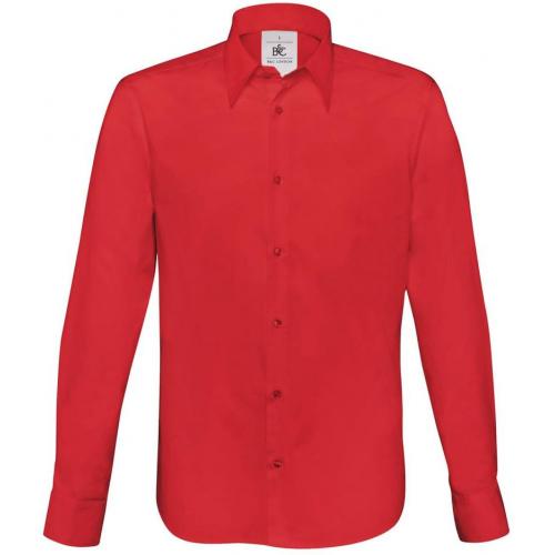 Pánská košile B&C London s dlouhým rukávem - červená