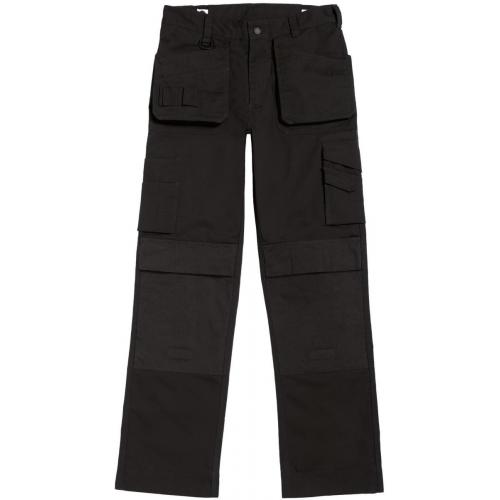 Pánské pracovní kalhoty B&C Performance Pro s multi-kapsami - černé