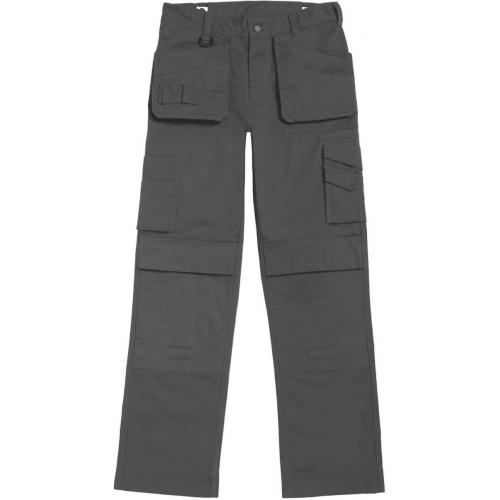 Pánské pracovní kalhoty B&C Performance Pro s multi-kapsami - šedé