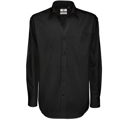 Pánska keprová košeľa B&C Sharp s dlhým rukávom - čierna