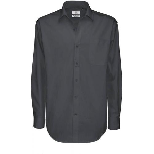 Pánská keprová košile B&C Sharp s dlouhým rukávem - tmavě šedá