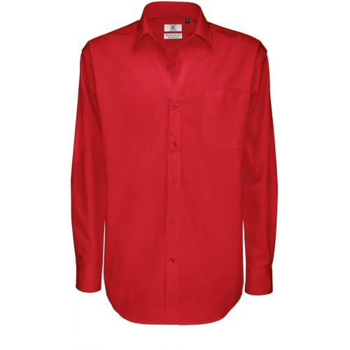 Pánska keprová košeľa B&C Sharp s dlhým rukávom - červená