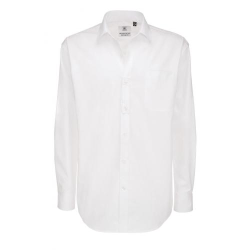 Pánská keprová košile B&C Sharp s dlouhým rukávem - bílá