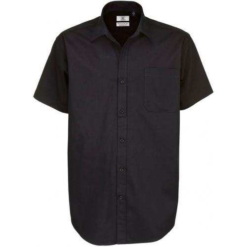 Pánska keprová košeľa B&C Sharp s krátkym rukávom - čierna