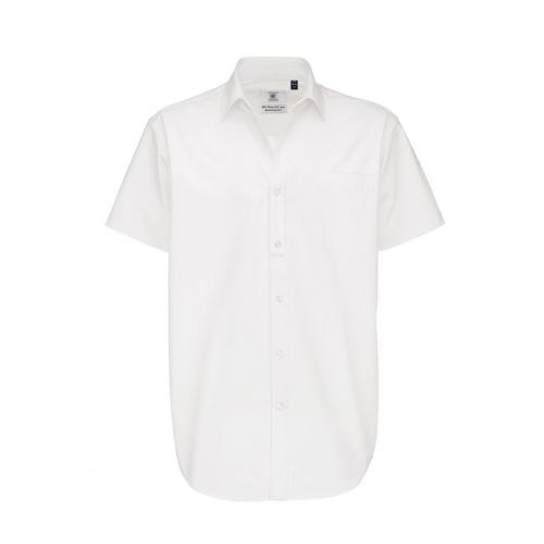 Pánská keprová košile B&C Sharp s krátkým rukávem - bílá