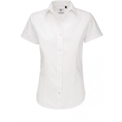 Dámská keprová košile B&C Sharp s krátkým rukávem - bílá