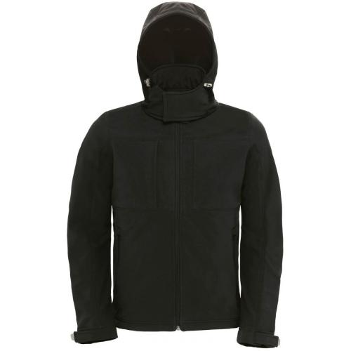 Pánská softshellová bunda s kapucí B&C Hooded Softshell - černá