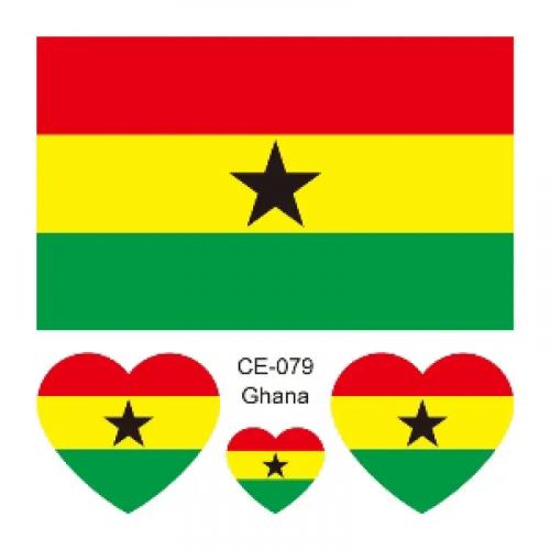Sada 4 tetovanie vlajka Ghana 6x6 cm 1 ks