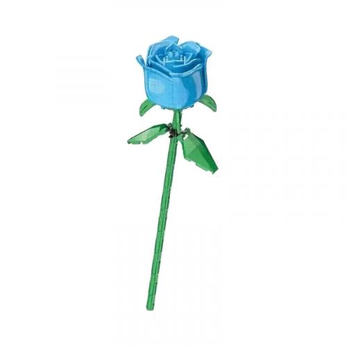 Stavebnice ve tvaru květiny Růže - modrá-zelená