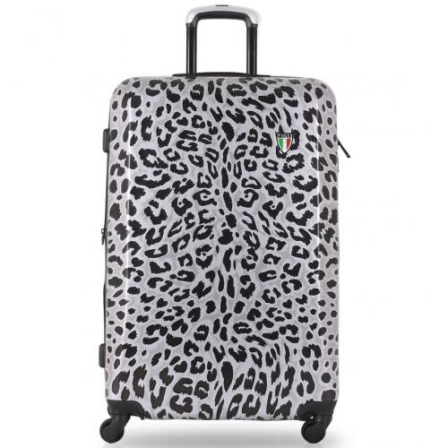 Cestovní kufr Tucci 0158 Leopards 88-119 L - šedý-černý
