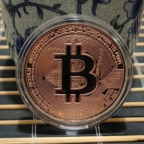 Pamätné mince Bitcoin 4 cm - ružová