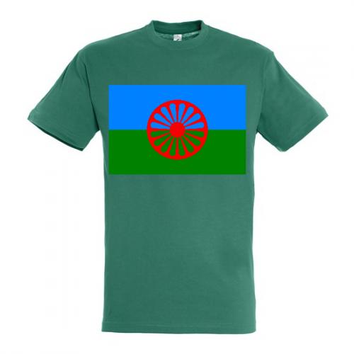 Tričko s rómskou vlajkou - zelené