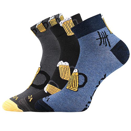 Ponožky pánske Voxx Piff Pivo 3 páry (tmavo šedé, čierne, šedé)