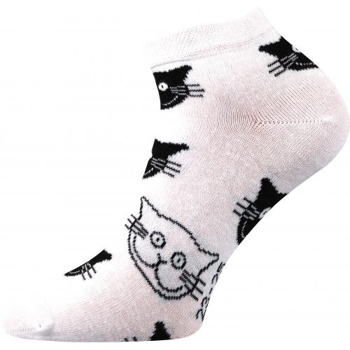 Ponožky dámske klasické Boma Piki 52 Mačky - biele