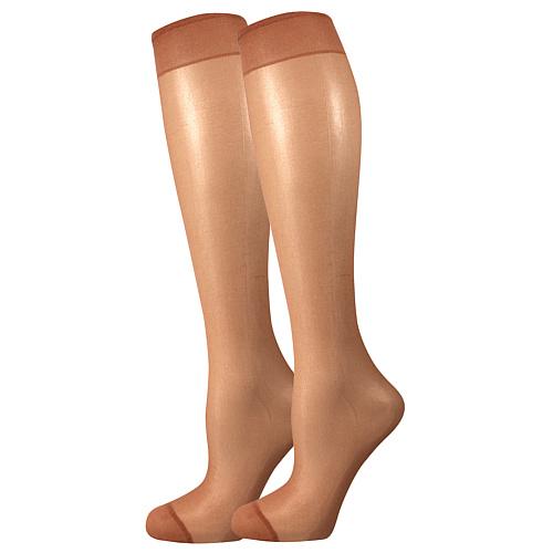 Pančuchové podkolienky Lady B NYLON knee-socks v sáčku 20 DEN 2 páry - svetlo hnedé