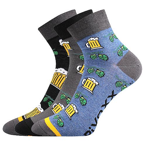 Ponožky pánske Voxx Piff 01 Pivo 3 páry (svetlo šedé, tmavo šedé, modré)