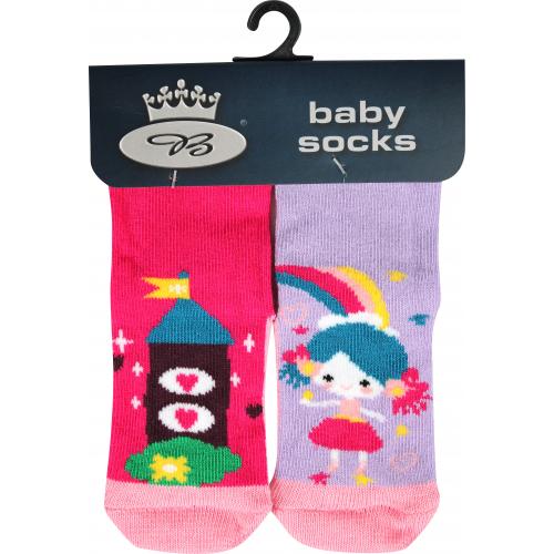 Ponožky dojčenskej Boma Dora Hrad a princezná - červené-fialové