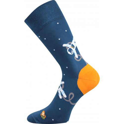 Ponožky spoločenské unisex Lonka Twidor Vesmír - modré-oranžové