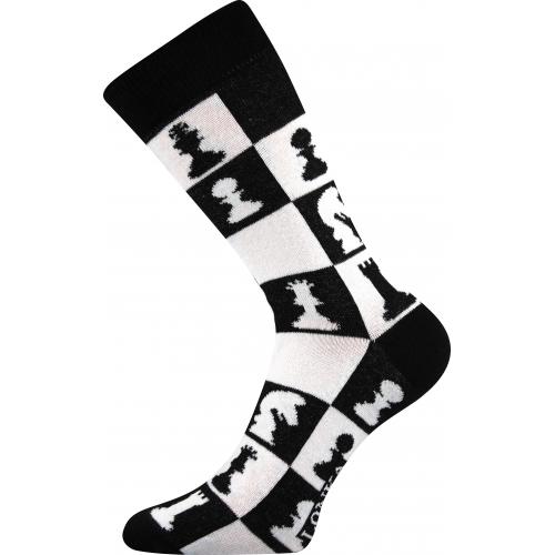 Ponožky trendy unisex Lonka Woodoo Šachy - černé-bílé