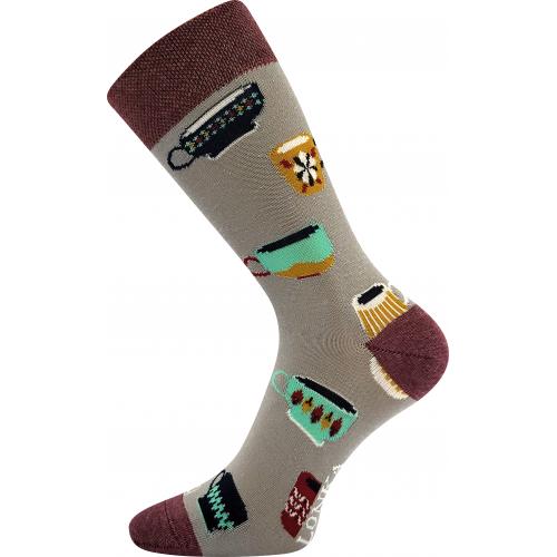 Ponožky trendy unisex Lonka Woodoo Hrnečky - hnědé
