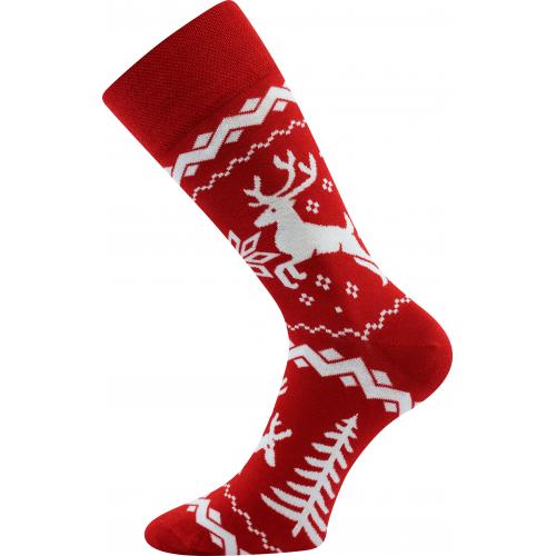 Ponožky společenské unisex Lonka Twidor Vánoce - červené-bílé