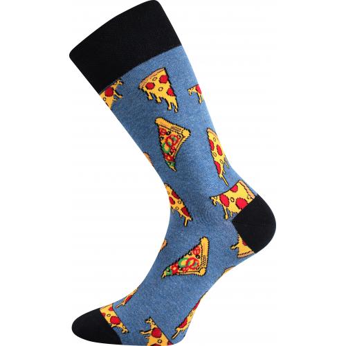 Ponožky trendy pánske Lonka Depate Pizza - modré-čierne