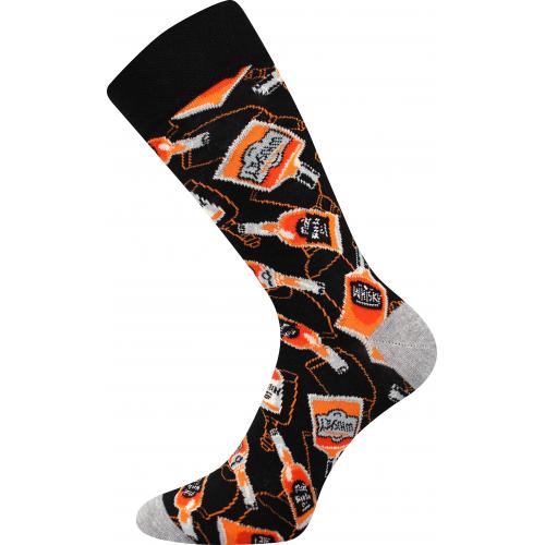 Ponožky trendy pánske Lonka Depate Kaktusy - čierne-oranžové