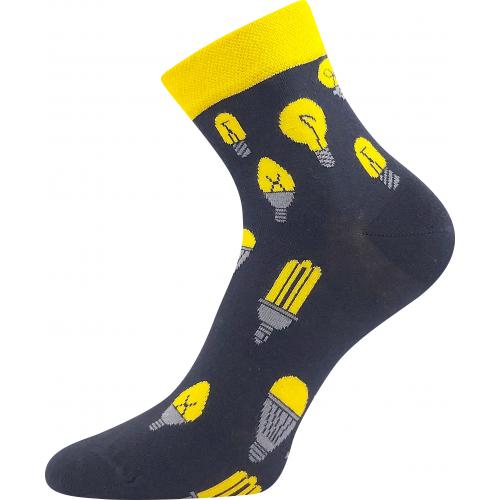 Ponožky unisex trendy Lonka Dorwin Žárovky - navy-žluté
