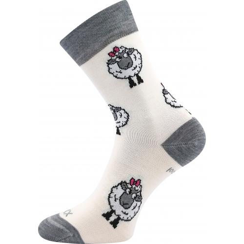 Ponožky unisex vlněné merino Voxx Vlněnka - bílé-šedé