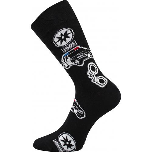 Ponožky pánské trendy Lonka Depate Policice - černé-bílé
