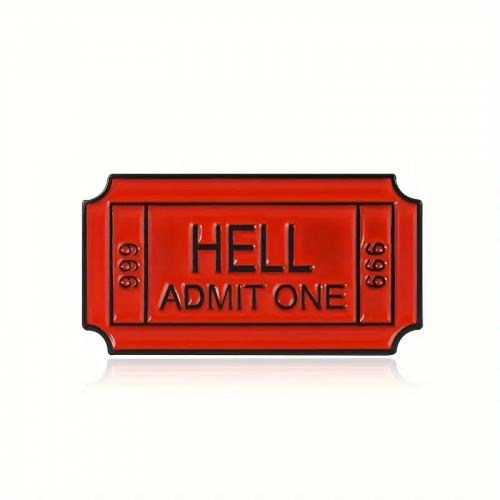 Odznak (pins) Hell Admit One 1,6 x 3 cm - červený