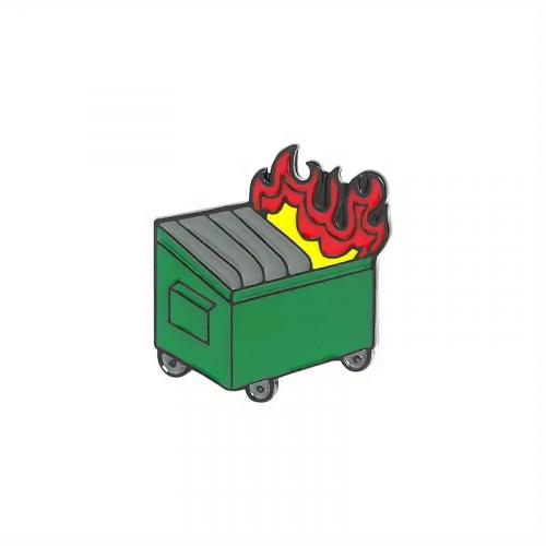 Odznak (pins) Hořící kontejner 2,5 x 2,5 cm - zelený
